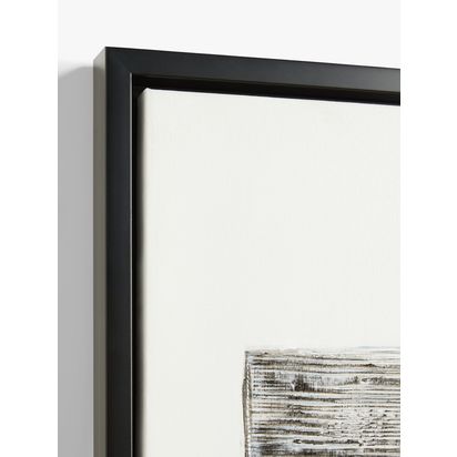 John Lewis 'Blackout' Hand Painted Textured Monochrome Abstract Framed Canvas, 90 x 100cm, Black/White Black/White | H90 x W100 x D3.6cm