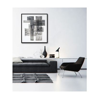John Lewis 'Blackout' Hand Painted Textured Monochrome Abstract Framed Canvas, 90 x 100cm, Black/White Black/White | H90 x W100 x D3.6cm