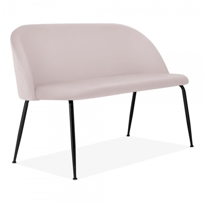 Cult Studio Heather Loveseat Sofa, Velvet Upholstered, Light Pink Leg Colour: Black Leg