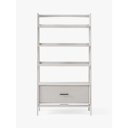 west elm Mid-Century Wide Bookshelf with Storage, Pebble