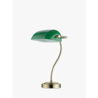John Lewis Bankers Desk Lamp, Green/Brass Green/Brass | H38 x W20 x D26cm