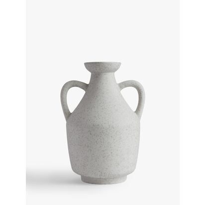 John Lewis Portobello Earthenware Vase with Handles, H23cm, Natural Natural | H23 x W16.5 x D15cm