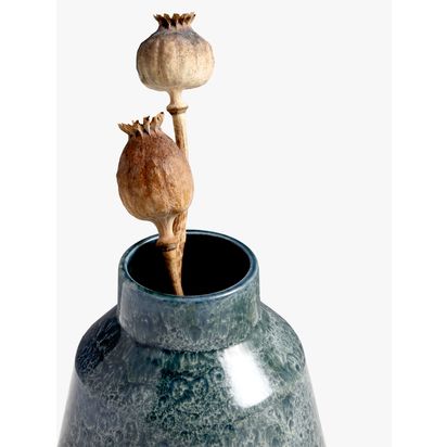John Lewis Alis Earthenware Vase, H18cm, Reactive Blue Reactive Blue | H18 x Dia.21.5cm