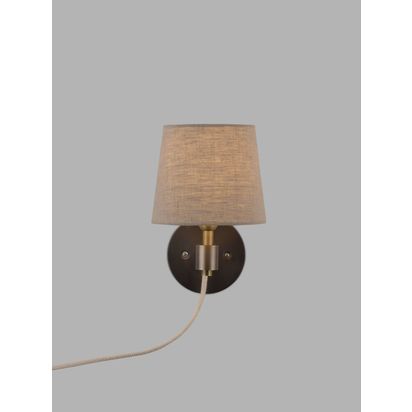 John Lewis Ansel Plug-In Wall Light, Antique Pewter Antique Pewter | H23 x W15 x D19cm