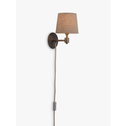 John Lewis Ansel Plug-In Wall Light, Antique Pewter Antique Pewter | H23 x W15 x D19cm