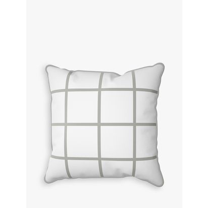 John Lewis & Partners Window Pane Check Print Garden Cushion, 43 x 43cm