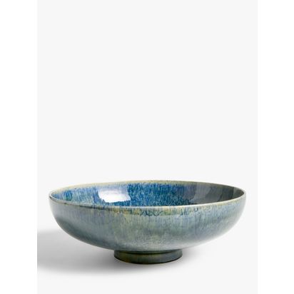 John Lewis Glazed Decorative Earthenware Bowl, Green Green | H12 x Dia.36cm