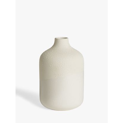 John Lewis Bilha Earthenware Vase, H24.5cm, Neutral Neutral | H24.5 x W15 x D15cm