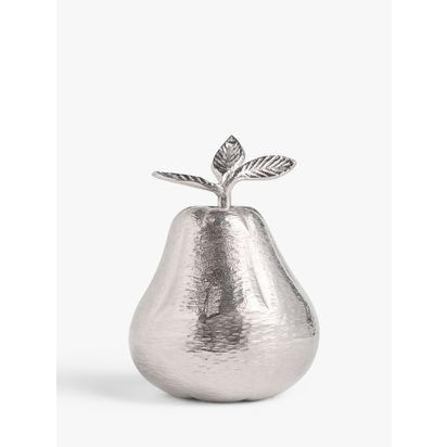 John Lewis Metal Pear Sculpture, H19.5cm, Silver