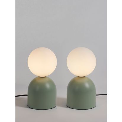 John Lewis Lupo Touch Table Lamps, Set of 2 Green | H24 x W12 x D12cm