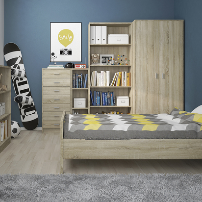 Marlow 2 Tall Narrow Bookcase in Sonama Oak