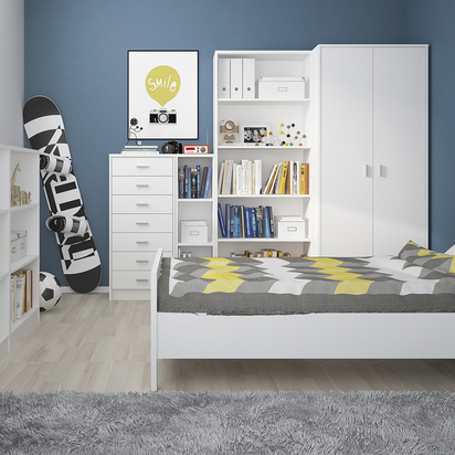 Marlow 2 Tall Wide Bookcase in Pearl White