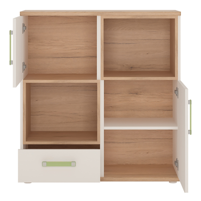 Niko 2 2 Door 1 Drawer Cupboard with 2 Open Shelves with Lemon Handles