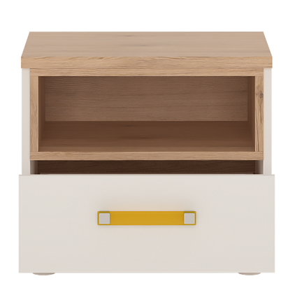 Niko 2 1 Drawer Bedside Cabinet with Orange Handles
