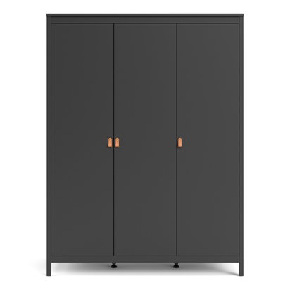 Riverton Wardrobe with 3 Doors in Matt Black