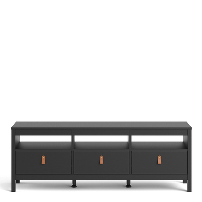 Riverton TV Unit 3 Drawers in Matt Black