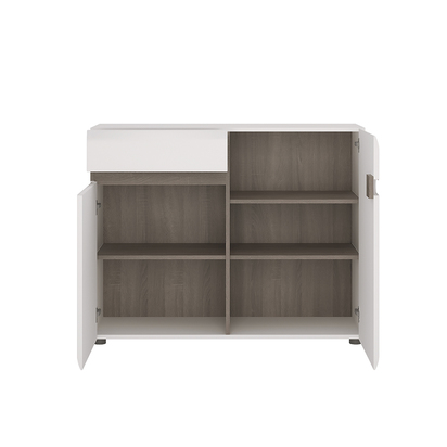 Kingston Living 1 Drawer 2 Door Sideboard in White with a Truffle Oak Trim