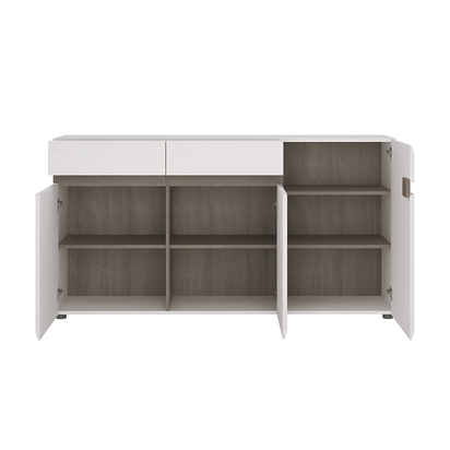 Kingston Living 2 Drawer 3 Door Sideboard in White with a Truffle Oak Trim