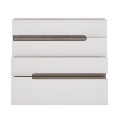 Kingston Bedroom 4 Drawer Chest in White with a Truffle Oak Trim