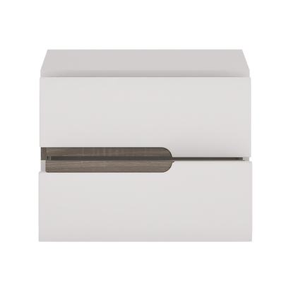 Kingston Bedroom 2 Drawer Bedside in White with a Truffle Oak Trim