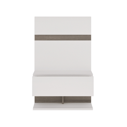 Kingston Bedroom Bedside Extension for Bed in White with a Truffle Oak Trim