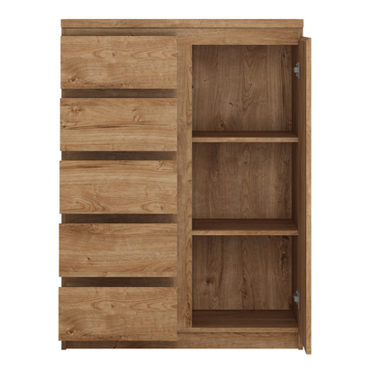 Langford 1 Door 5 Drawer Cabinet in Oak
