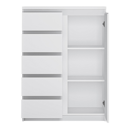Langford 1 Door 5 Drawer Cabinet in White