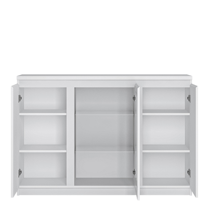 Langford 3 Door Sideboard (Glazed Centre) in White