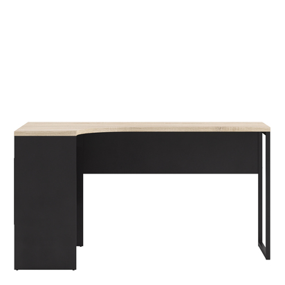 Oakwell 4 Corner Desk 2 Drawers in Black Matt and Oak