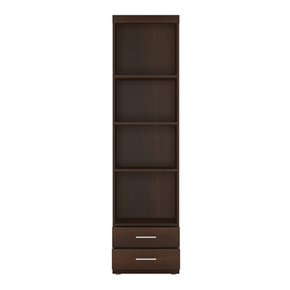 Finley 3 Tall 2 Drawer Narrow Cabinet with Open Shelving in Dark Mahogany Melamine