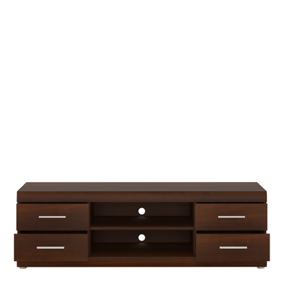 Finley 3 Wide 4 Drawer TV Cabinet in Dark Mahogany Melamine