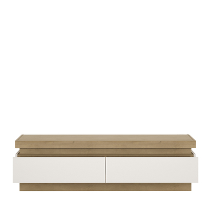 Parker 2 Drawer TV Cabinet in Riviera Oak/White High Gloss