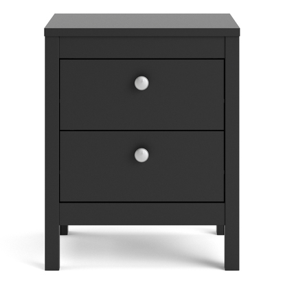 Huxham Bedside Table 2 Drawers in Matt Black