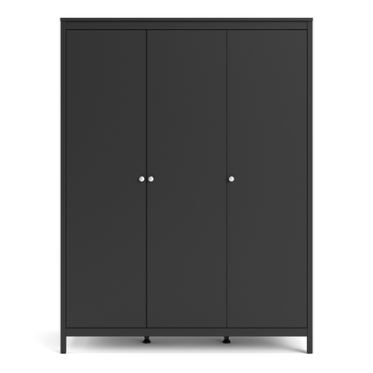 Huxham Wardrobe with 3 Doors in Matt Black