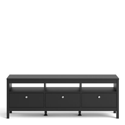 Huxham TV Unit 3 Drawers in Matt Black