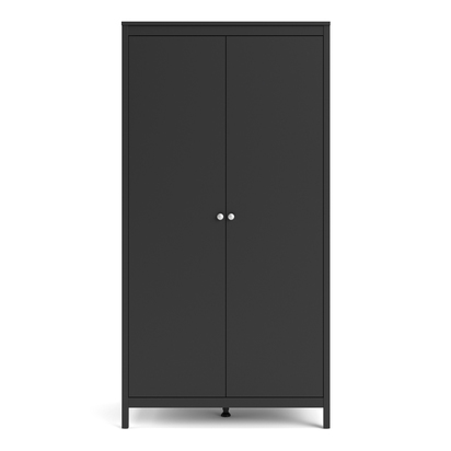 Huxham Wardrobe with 2 Doors in Matt Black