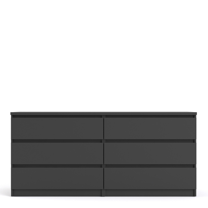 Avery 3 Wide Chest of 6 Drawers (3+3) in Black Matt