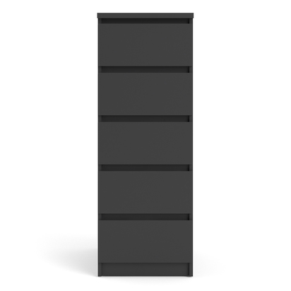 Avery 3 Narrow Chest of 5 Drawers in Black Matt