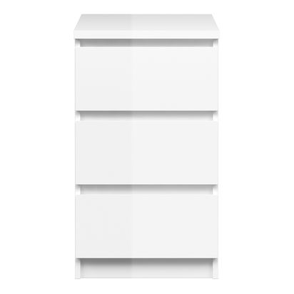 Avery 3 Bedside 3 Drawers in White High Gloss