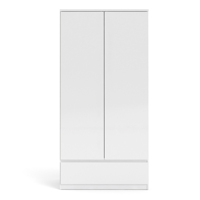 Avery 3 Wardrobe with 2 Doors 1 Drawer in White High Gloss