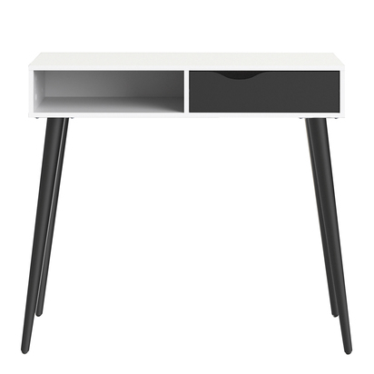Arden 3 Console Table 1 Drawer 1 Shelf in White and Black Matt