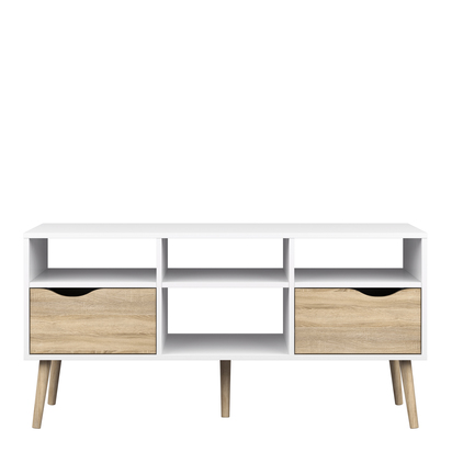 Arden 3 TV Unit Wide 2 Drawers 4 Shelves in White and Oak
