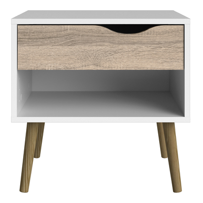 Arden 3 Bedside 1 Drawer in White and Oak
