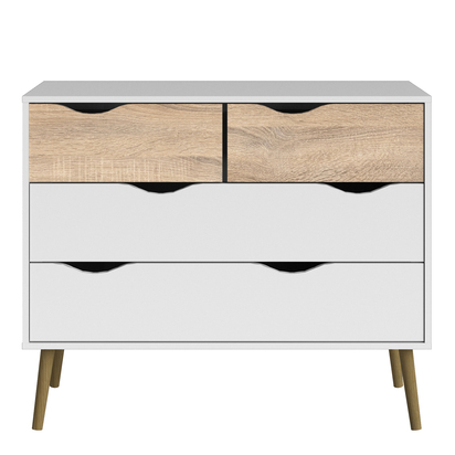 Arden 3 Chest of 4 Drawers in White and Oak