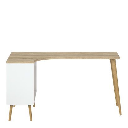 Arden 3 Desk 2 Drawer in White and Oak