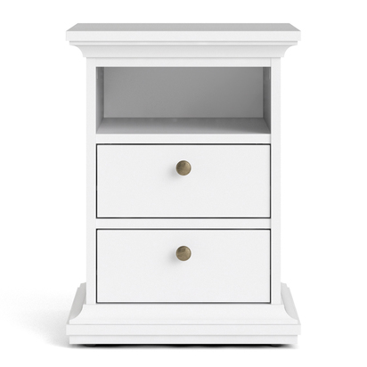 Sutton Bedside 2 Drawers in White