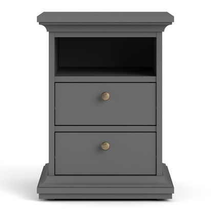 Sutton Bedside 2 Drawers in Matt Grey