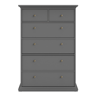 Sutton Chest of 6 Drawers in Matt Grey