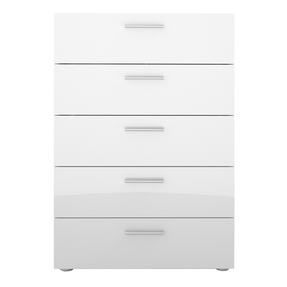 Prescott 3 Chest of 5 Drawers in Oak with White High Gloss