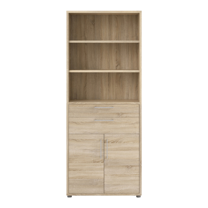 Sutton 3 Bookcase 3 Shelves with 2 Drawers 2 Doors in Oak